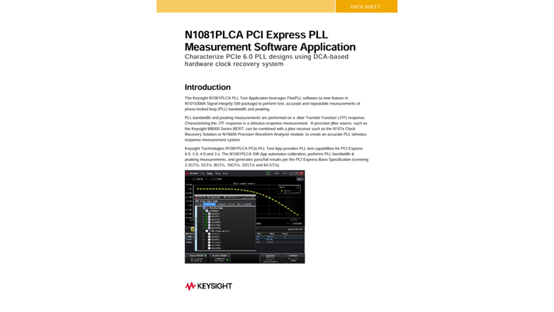 N1081PLCA PCI Express PLL Measurement Software Application